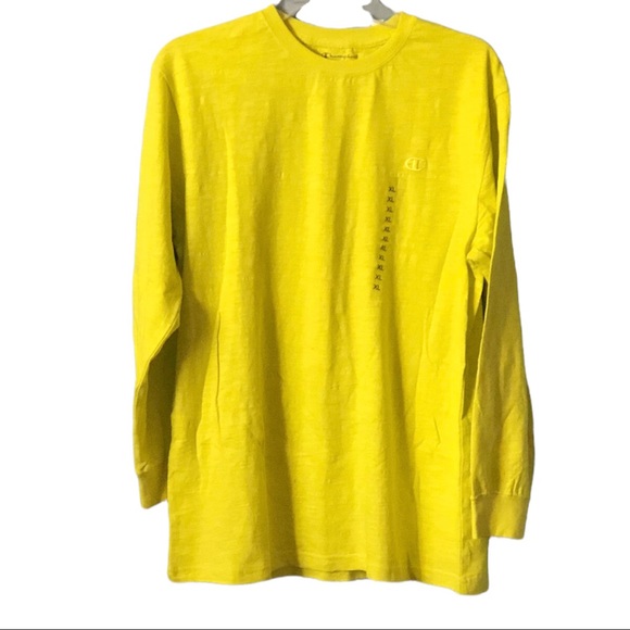 Champion Mens neon yellow Longsleeved Crewneck t-shirt Size XL - Picture 1 of 12